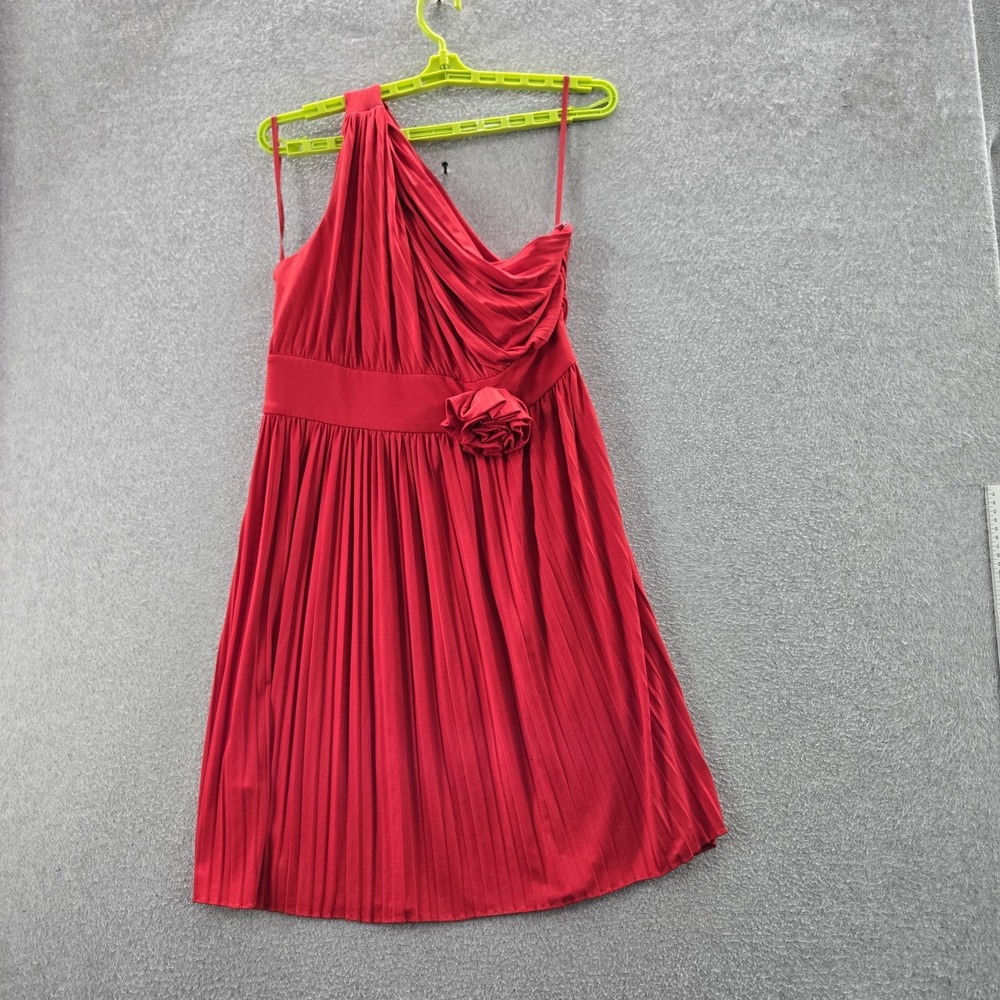 Maxandcleo Women Dress 12 Red Fit & Flare Party Cocktail Flower Pleated Knit NWT